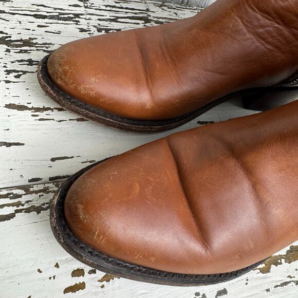 Liberty Black Size 6 Brown Distressed Botties Round Toe Leather Boot Made Mexico - Picture 4 of 14